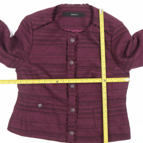 Bianca Women’s Purple Striped Lined Single-Breasted Blazer Size 14
