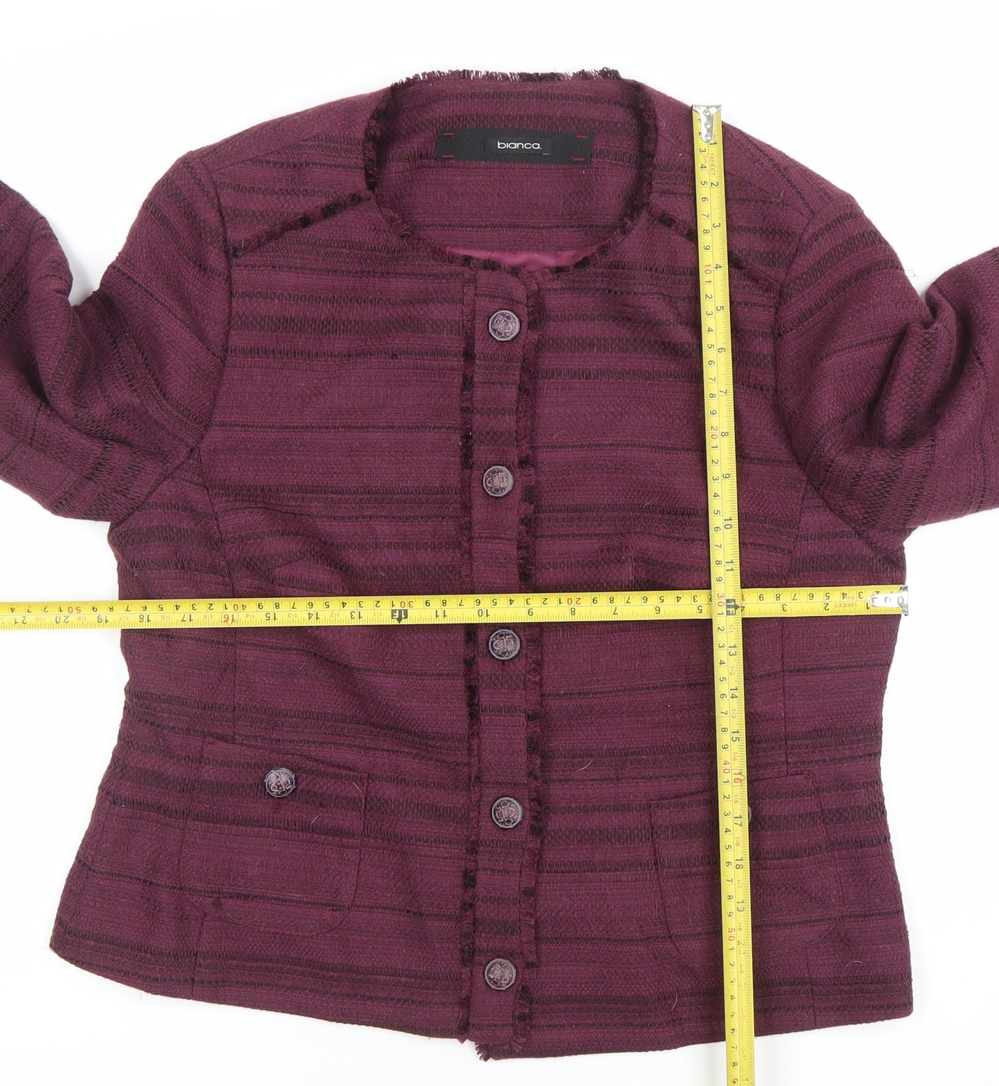 Bianca Women’s Purple Striped Lined Single-Breasted Blazer Size 14