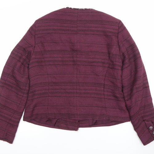Bianca Women’s Purple Striped Lined Single-Breasted Blazer Size 14
