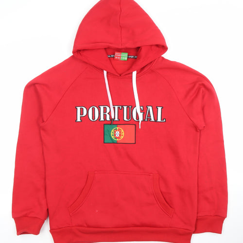 Força Portugal Men's Red Pullover Hoodie L Football Graphic