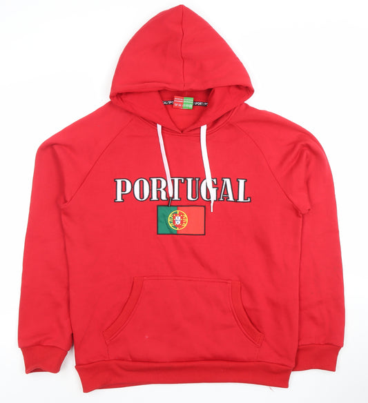 Força Portugal Men's Red Pullover Hoodie L Football Graphic