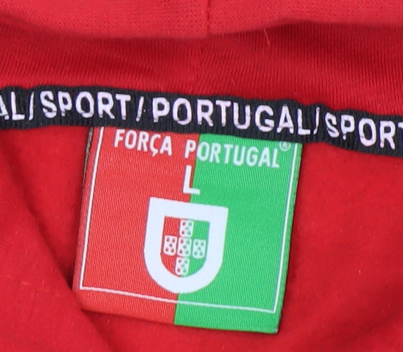 Força Portugal Men's Red Pullover Hoodie L Football Graphic