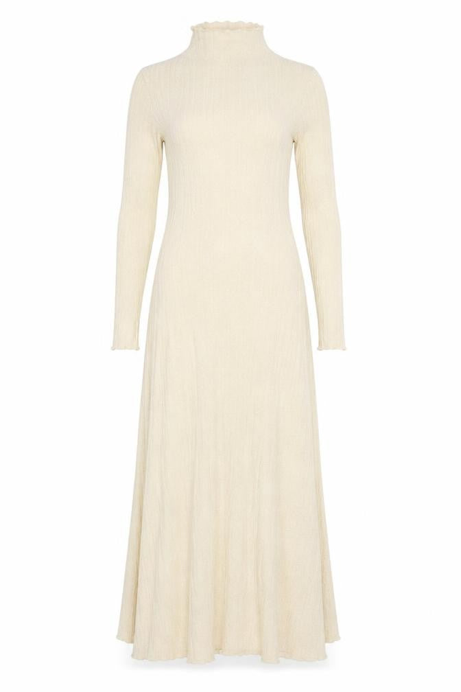 MNG Women Beige Long Sleeve Knit Maxi Dress Size 4