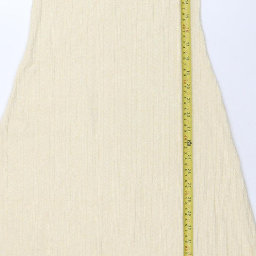 MNG Women Beige Long Sleeve Knit Maxi Dress Size 4