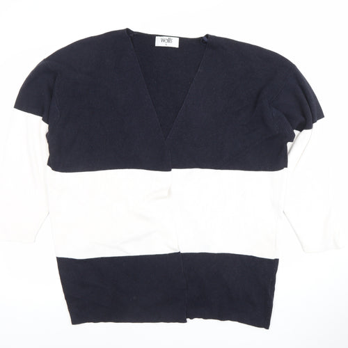 Wallis Womens Navy White Striped V-Neck Cardigan Size S