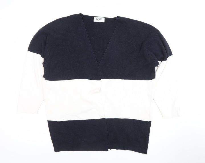 Wallis Womens Navy White Striped V-Neck Cardigan Size S