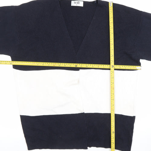 Wallis Womens Navy White Striped V-Neck Cardigan Size S