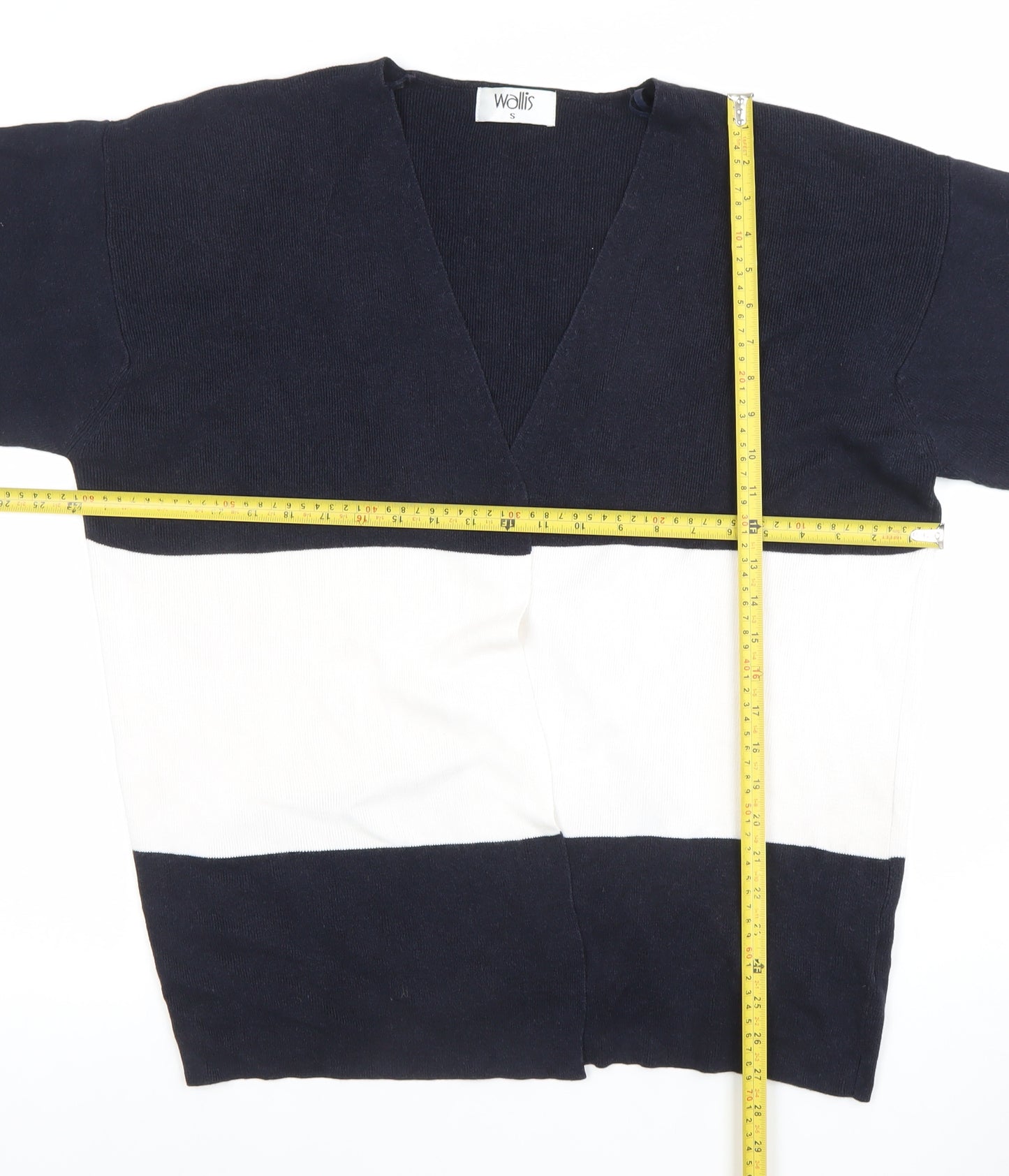 Wallis Womens Navy White Striped V-Neck Cardigan Size S
