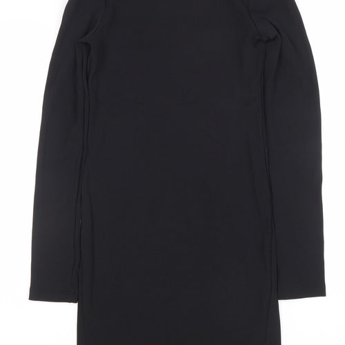 H&M Women Black Roll Neck Bodycon Knit Dress Size 8