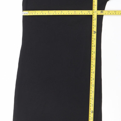 H&M Women Black Roll Neck Bodycon Knit Dress Size 8
