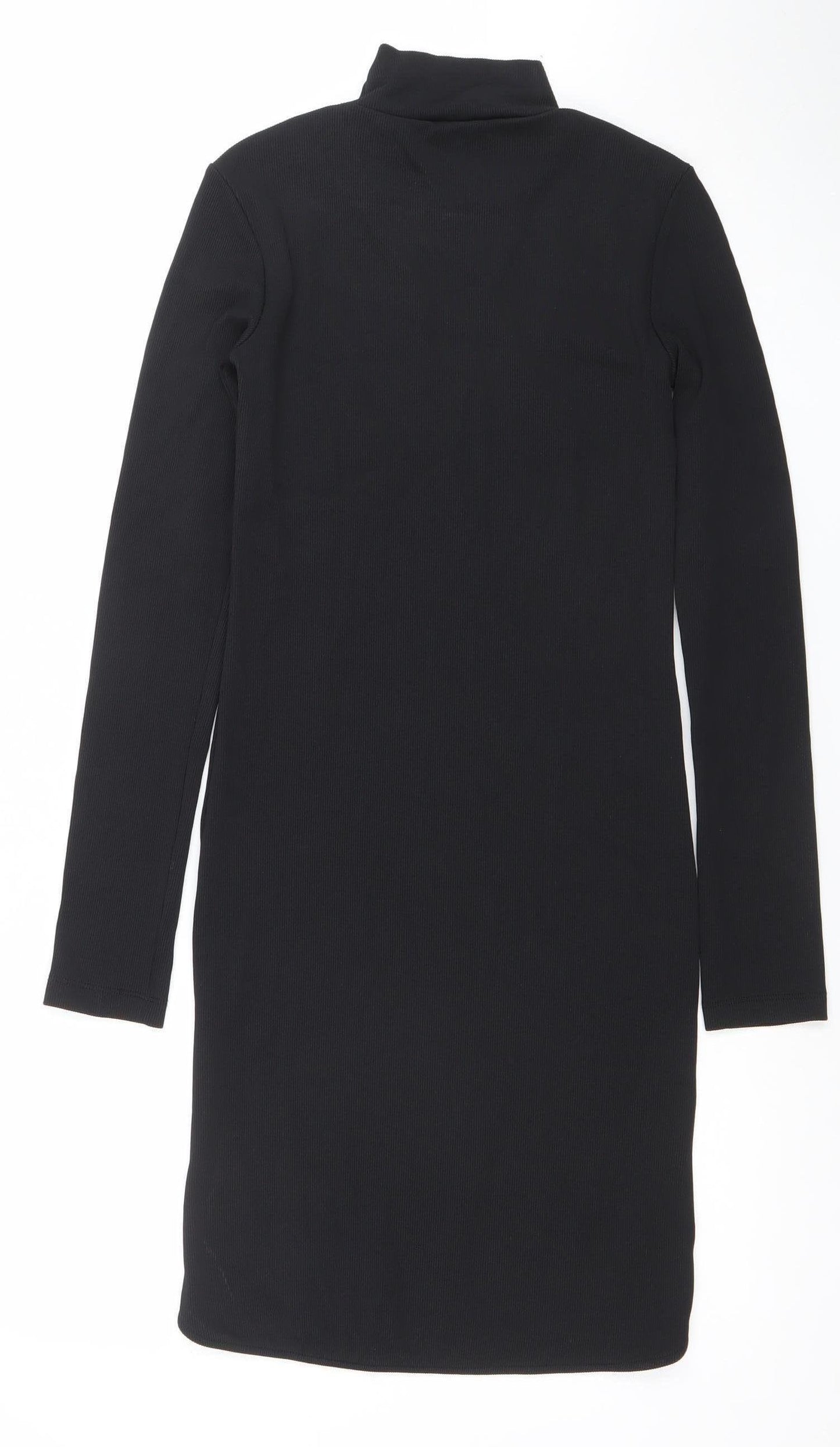 H&M Women Black Roll Neck Bodycon Knit Dress Size 8