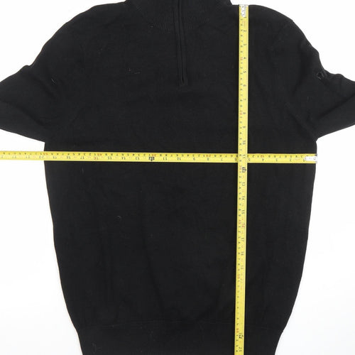 Henbury Men’s Black 1/4 Zip High Neck Cotton Acrylic Jumper M