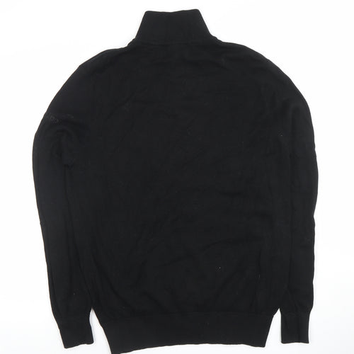 Henbury Men’s Black 1/4 Zip High Neck Cotton Acrylic Jumper M