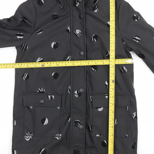 Tu Girls Black Polka Dot Waterproof Hooded Rain Coat 7-8 Years
