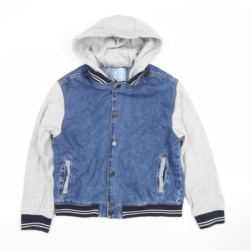 Primark Boys Blue Denim Varsity Hooded Jacket 13-14 Years