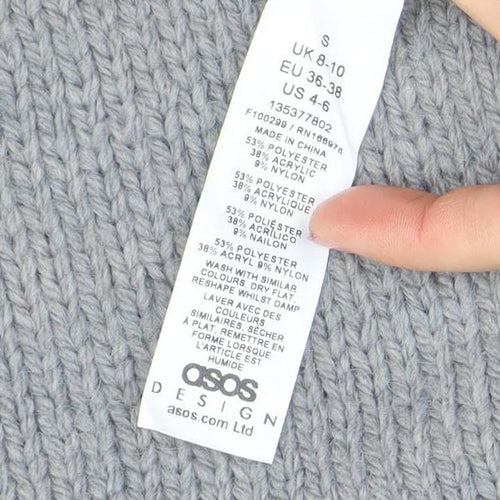 ASOS Women Grey Chunky Knit Crew Neck Button Cardigan Size S