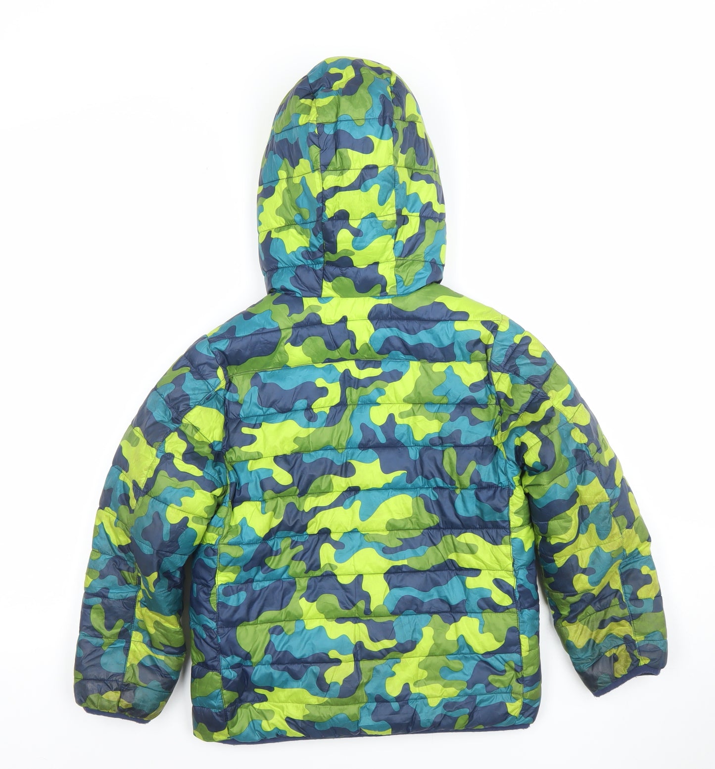 Lands' End Boys Multicoloured Camouflage Hooded Puffer Jacket 6-7 Years