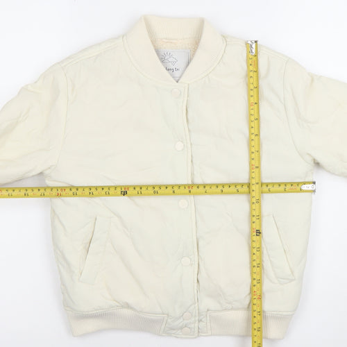 TU Girls Ivory Quilted Bomber Jacket 9-10 Years Lined Polyester Winter Coat