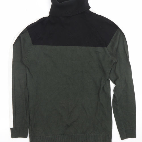 River Island Men's Black Roll Neck Cotton Knit Jumper Size S