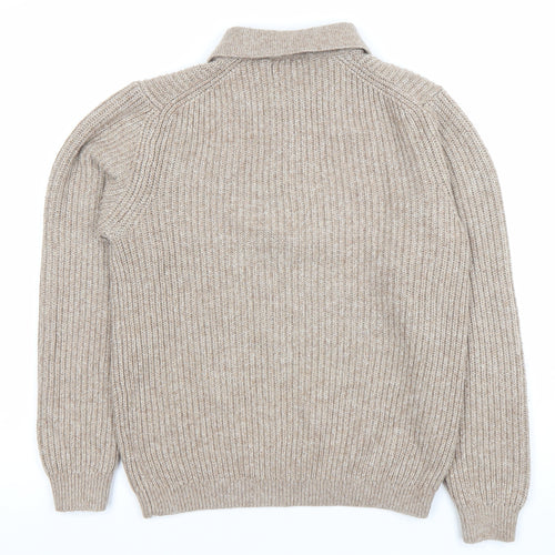 Next Boys Beige 11 Years Ribbed 1/2 Zip Collared Jumper Acrylic Blend