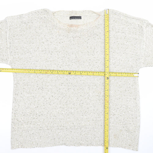 David Emanuel Womens Ivory Sequin Knit Pullover Jumper Size L