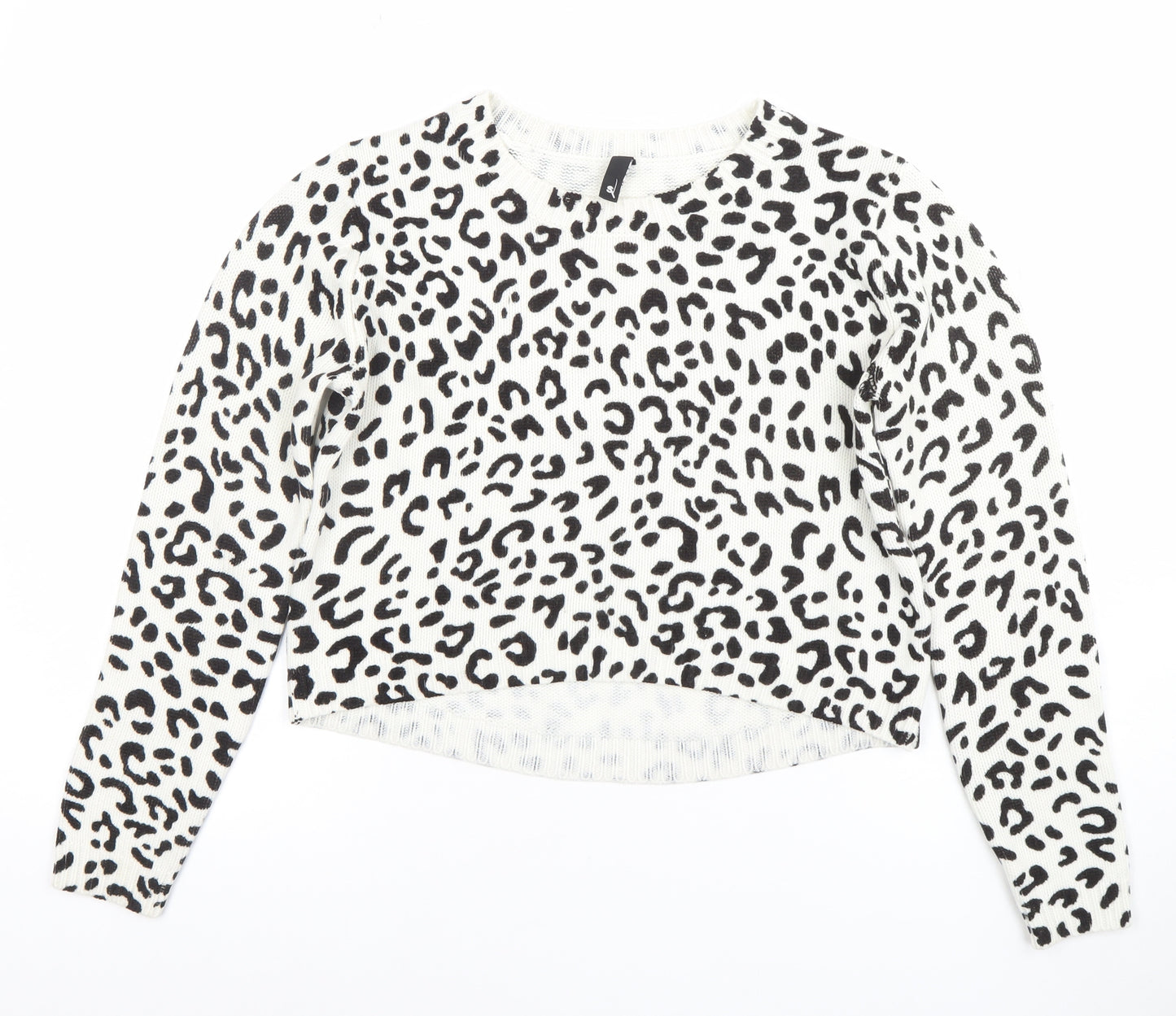 H&M Divided Women's White Animal Print Knit Jumper Size S