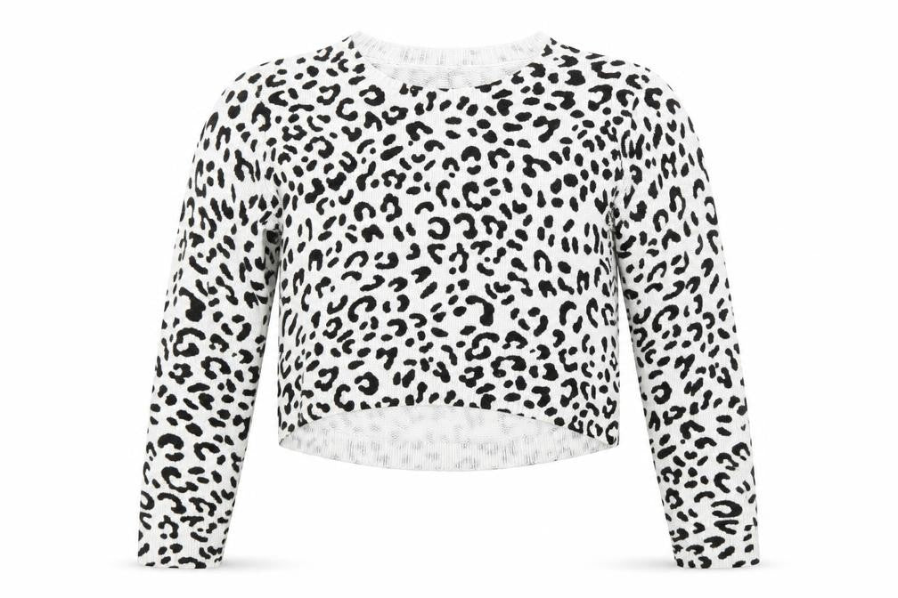 Front view of H&M Divided Women's White Animal Print Knit Jumper, size S