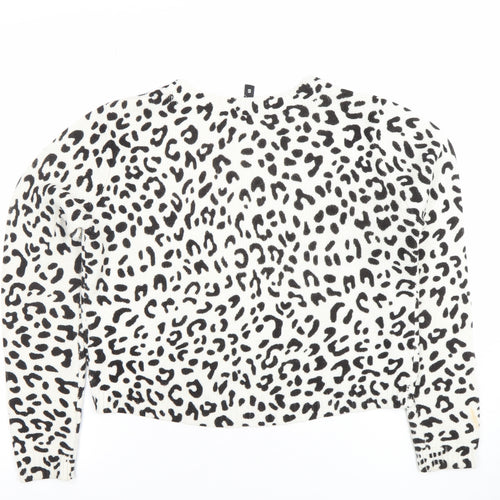 H&M Divided Women's White Animal Print Knit Jumper Size S