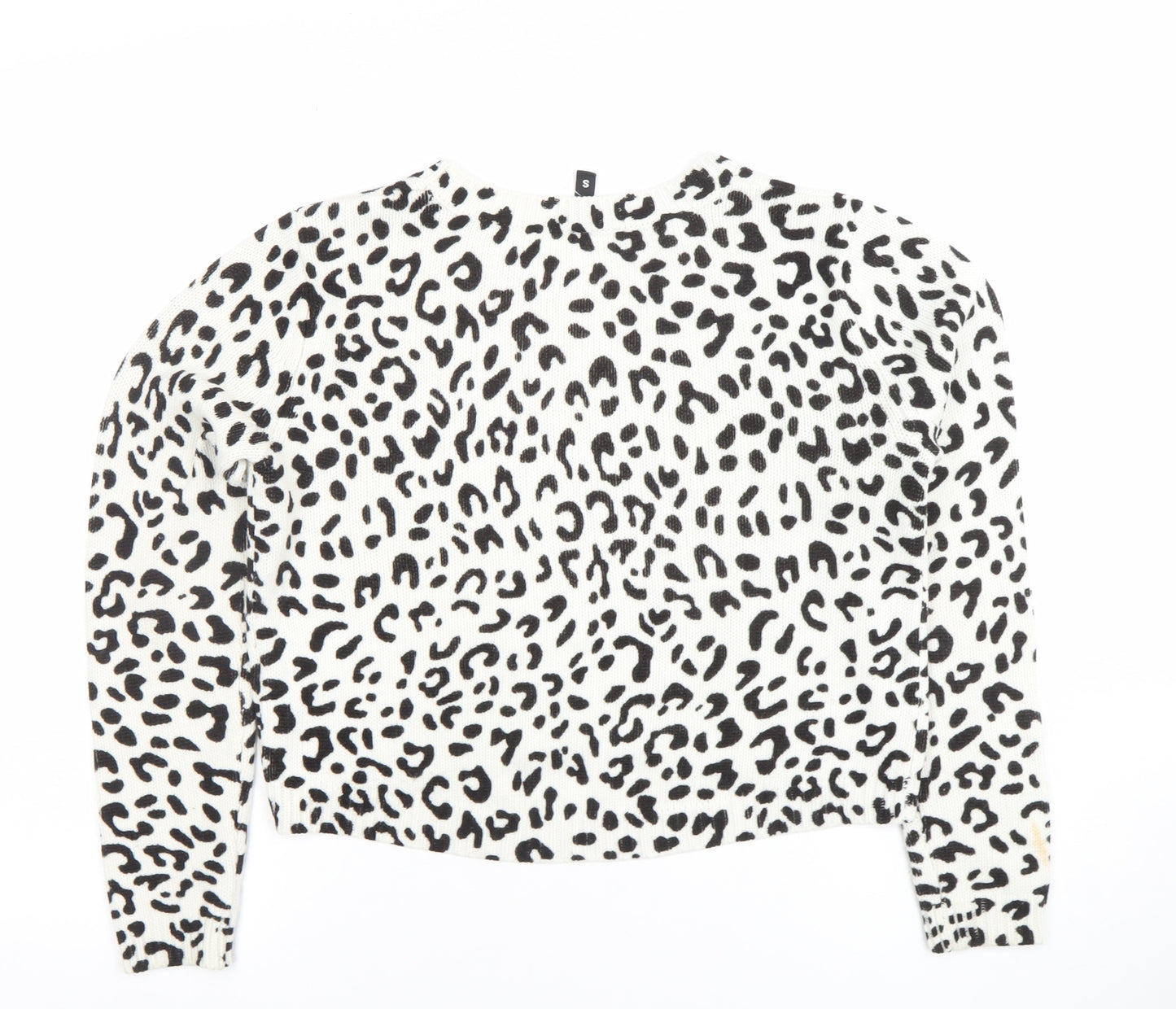 H&M Divided Women's White Animal Print Knit Jumper Size S