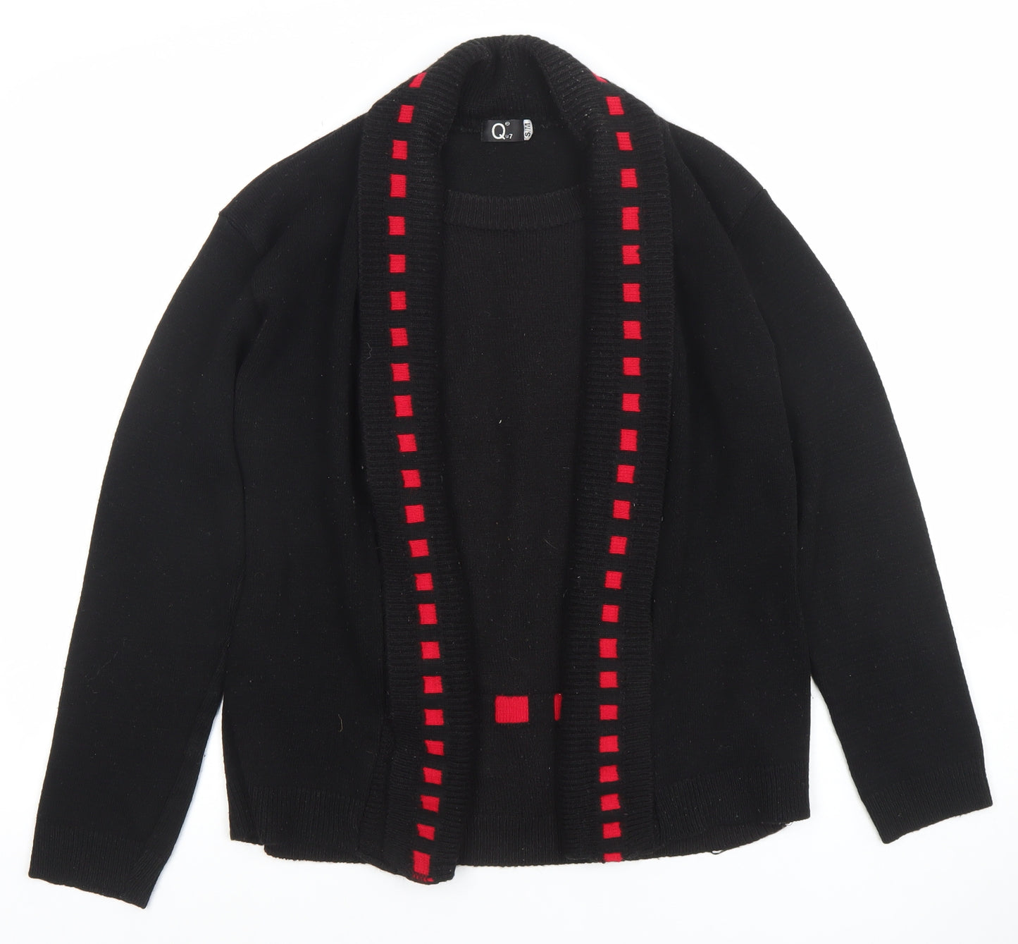 Q7 Women's Black Cardigan S Long Sleeve Knit Open Front