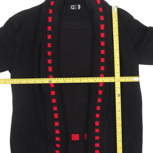Q7 Women's Black Cardigan S Long Sleeve Knit Open Front