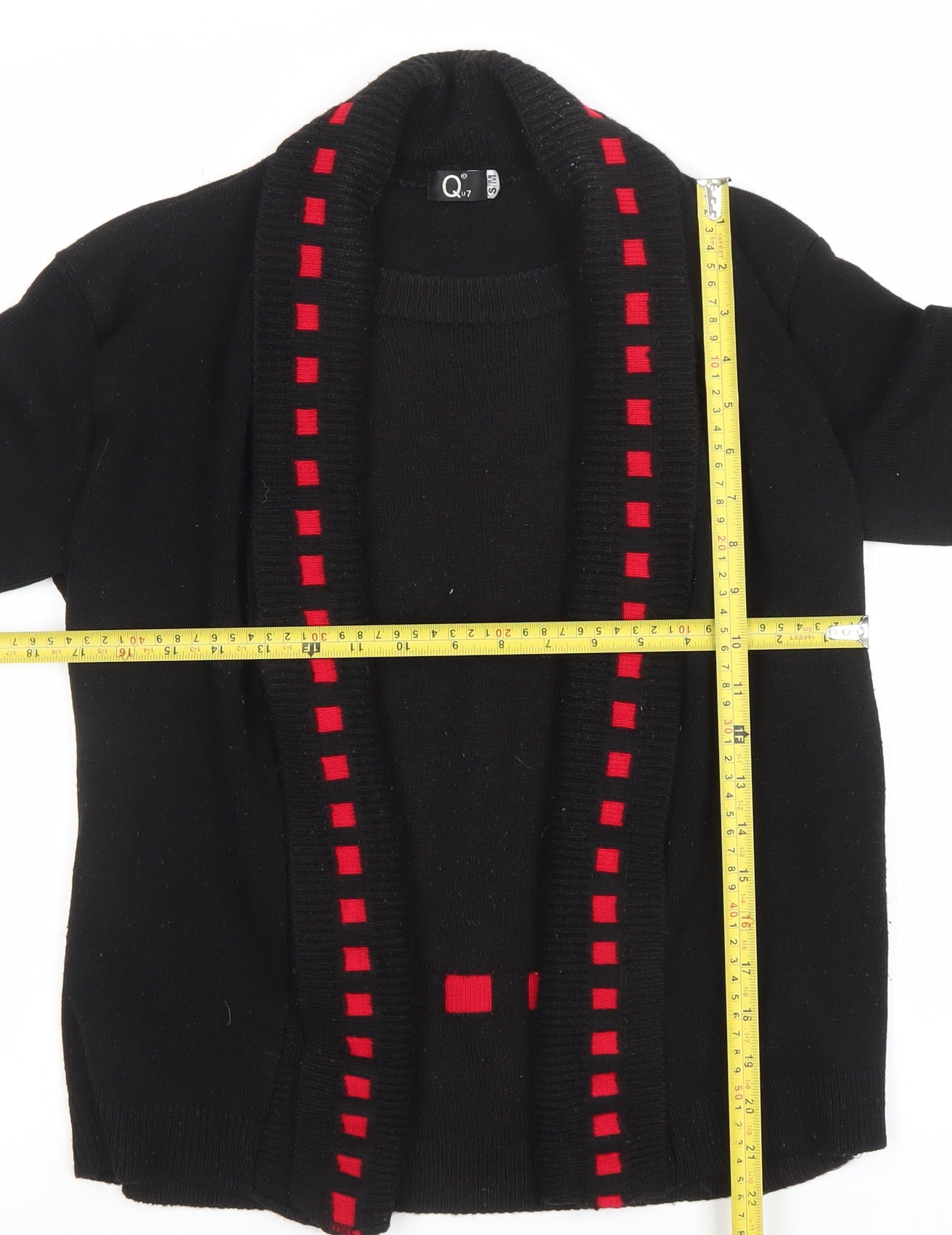 Q7 Women's Black Cardigan S Long Sleeve Knit Open Front