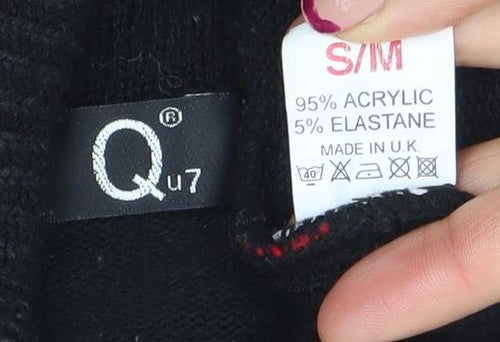 Q7 Women's Black Cardigan S Long Sleeve Knit Open Front