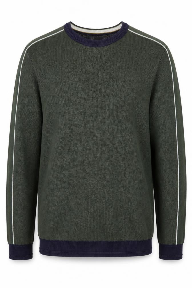 Marks and Spencer Men's Green Cotton Crew Neck Jumper Size L