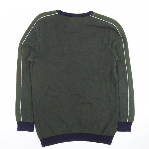 Marks and Spencer Men's Green Cotton Crew Neck Jumper Size L