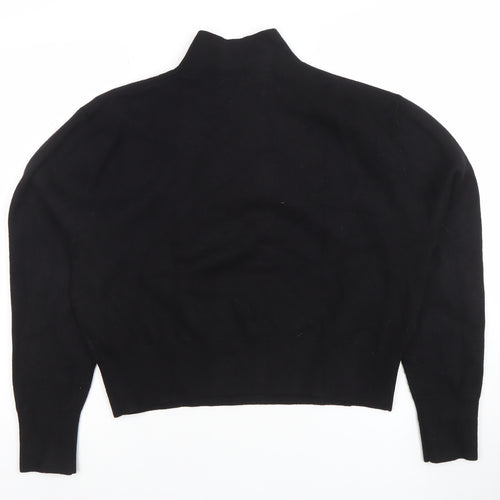 Jack Wills Women Black 1/4 Zip Mock Neck Pullover Sweatshirt UK 10