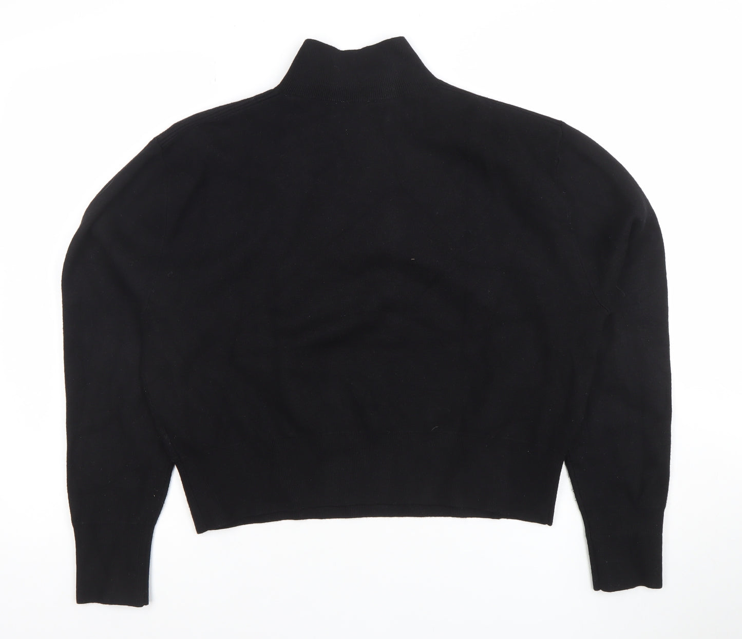 Jack Wills Women Black 1/4 Zip Mock Neck Pullover Sweatshirt UK 10