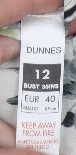 Dunnes Women's Ivory Floral Butterfly Short Sleeve Polyester Blouse Size 12
