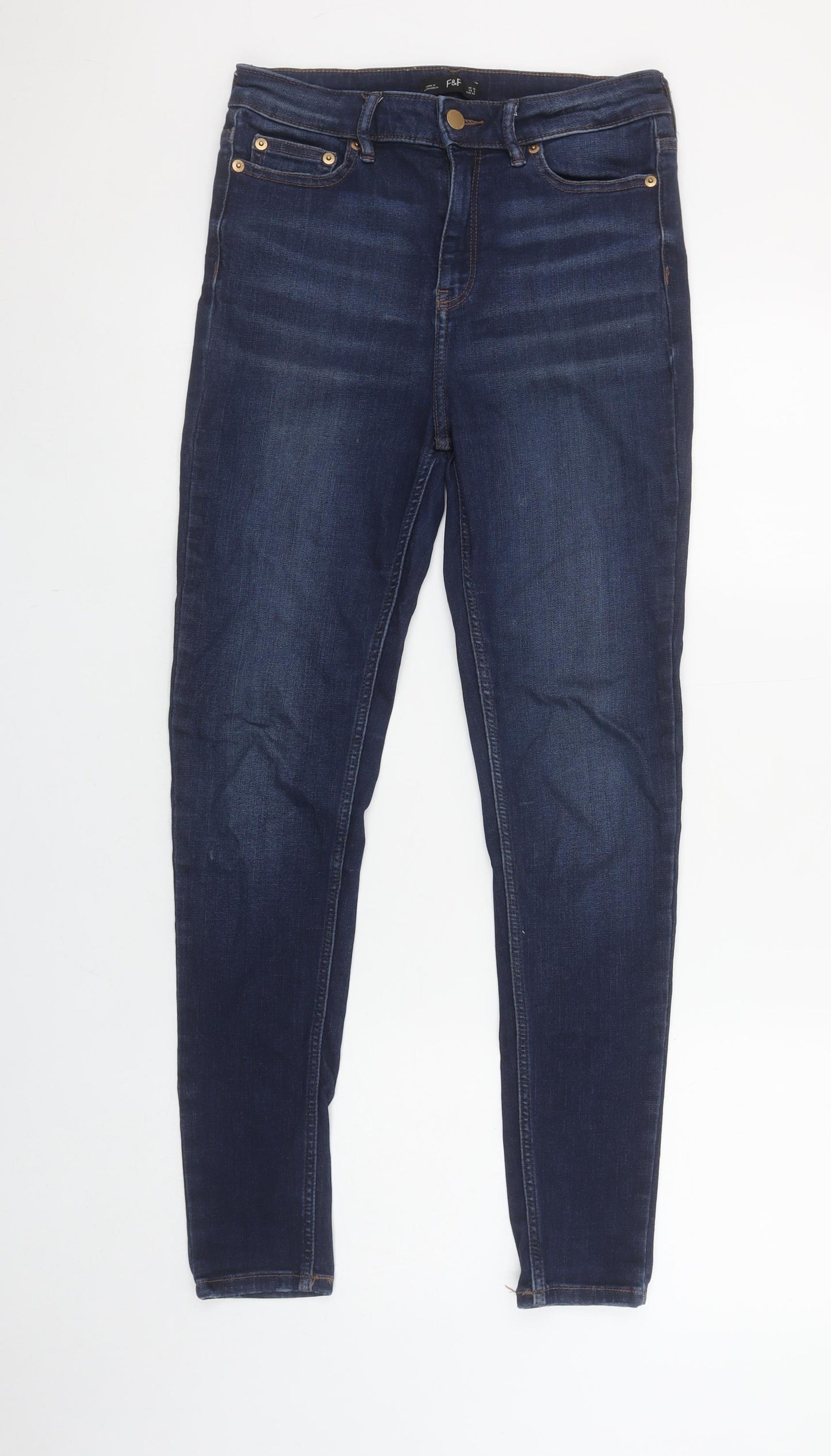 F&F Women's Blue Skinny Jeans Size 10 Regular Fit Denim