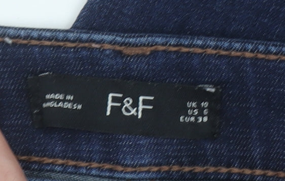 F&F Women's Blue Skinny Jeans Size 10 Regular Fit Denim