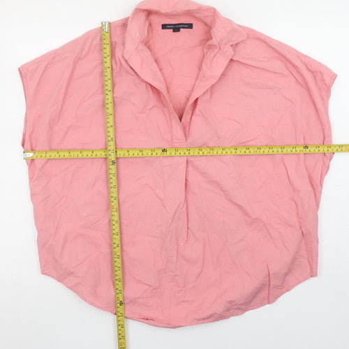 French Connection Womens Pink Collared Blouse Size S Casual Cotton Top