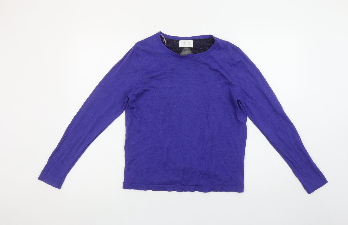 Savida Womens Blue Open Back Glitter Knit Cardigan Size 12