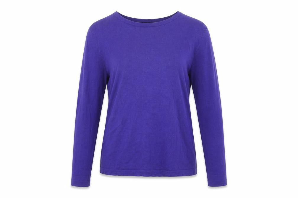 Front view of Savida women’s blue open back glitter knit cardigan, size UK 12
