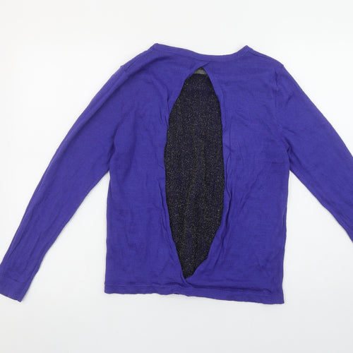 Savida Womens Blue Open Back Glitter Knit Cardigan Size 12