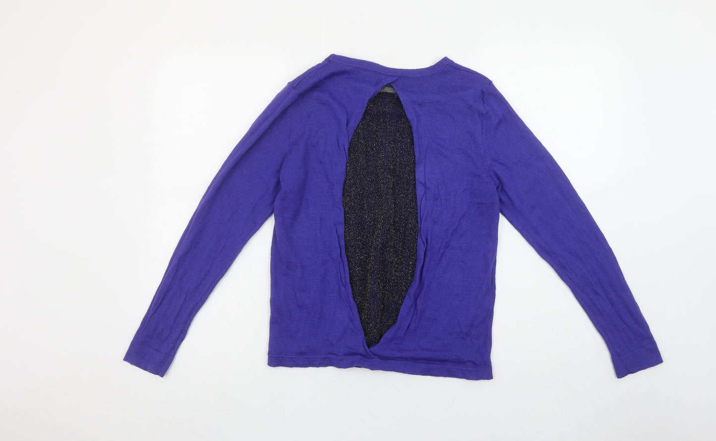 Savida Womens Blue Open Back Glitter Knit Cardigan Size 12