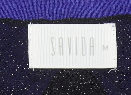 Savida Womens Blue Open Back Glitter Knit Cardigan Size 12