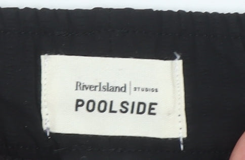 River Island Women Black 2XS Bermuda Poolside Drawstring Shorts
