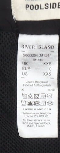 River Island Women Black 2XS Bermuda Poolside Drawstring Shorts