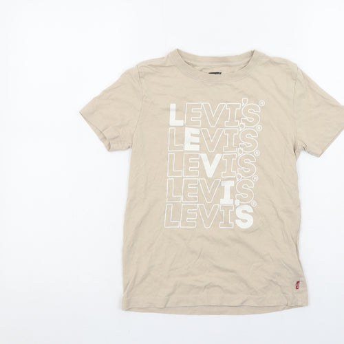 Levi's Boys Beige Logo T-Shirt 10 Years Short Sleeve Organic Cotton