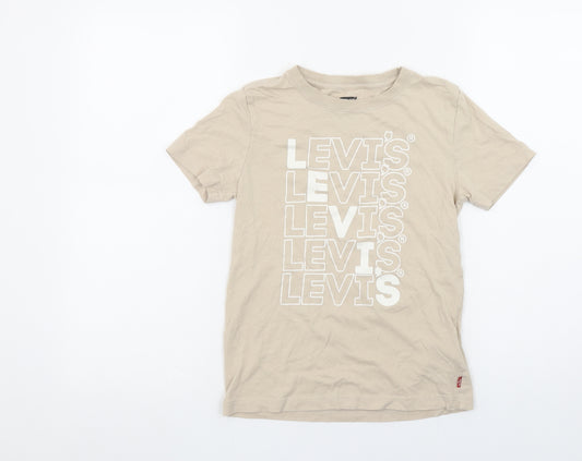 Levi's Boys Beige Logo T-Shirt 10 Years Short Sleeve Organic Cotton